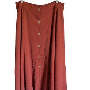 Moon Orchid Size Large Pumpkin Orange Crinkle Button Front Midi Dress